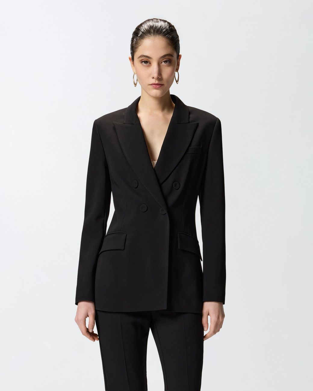 Pinko Black Fitted Double-Breasted Jacket