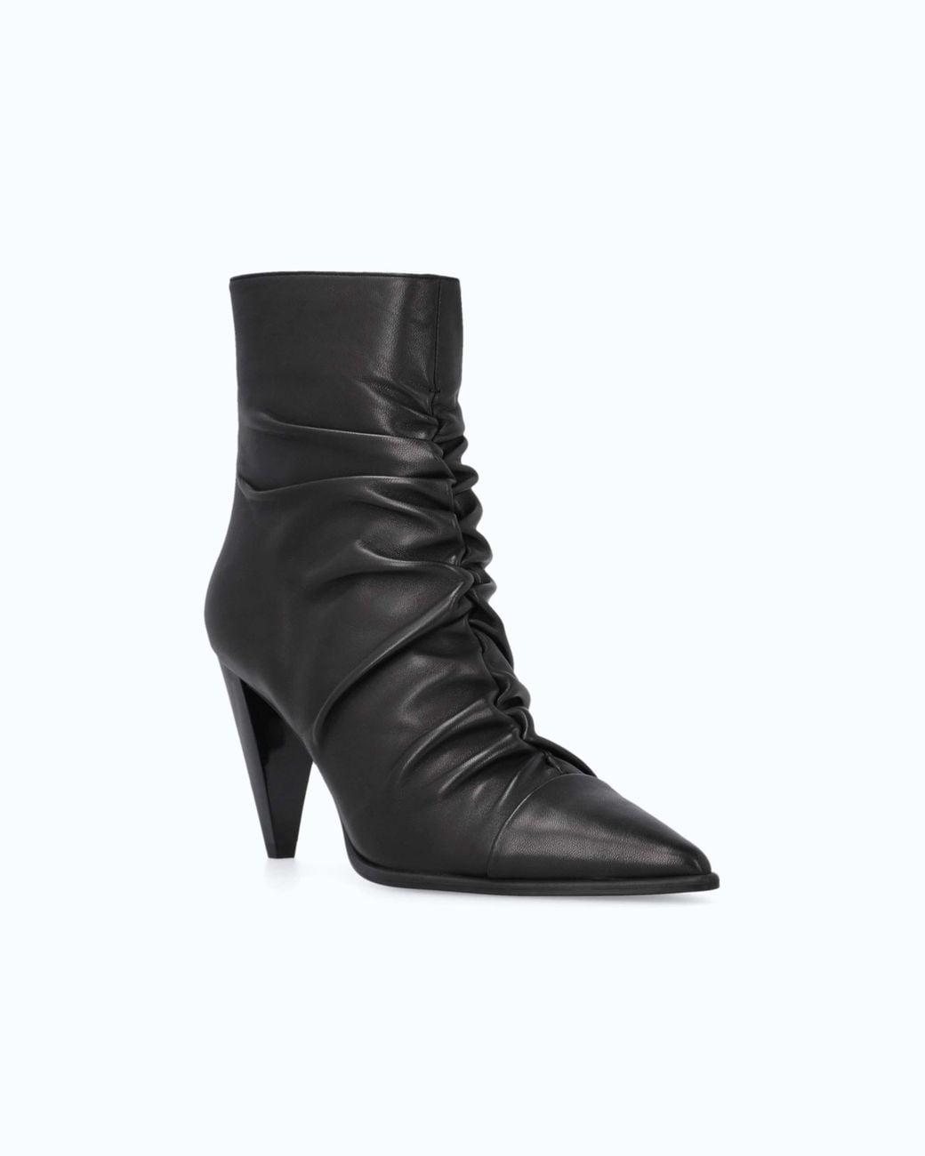 Pinko White Nappa Leather Ankle Boots With Gathered Leg Shaft