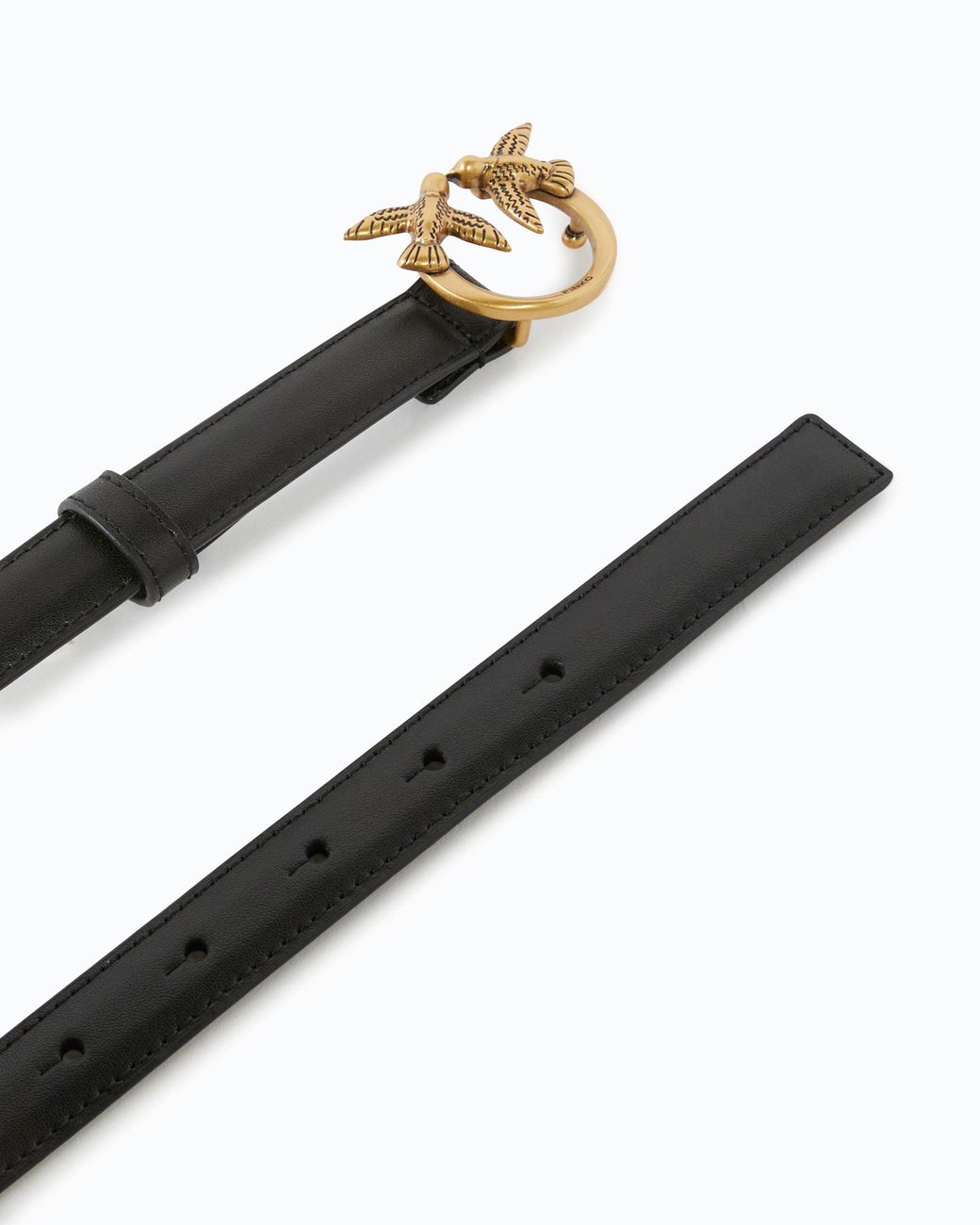 Pinko White Love Birds Thin Leather Belt 2Cm