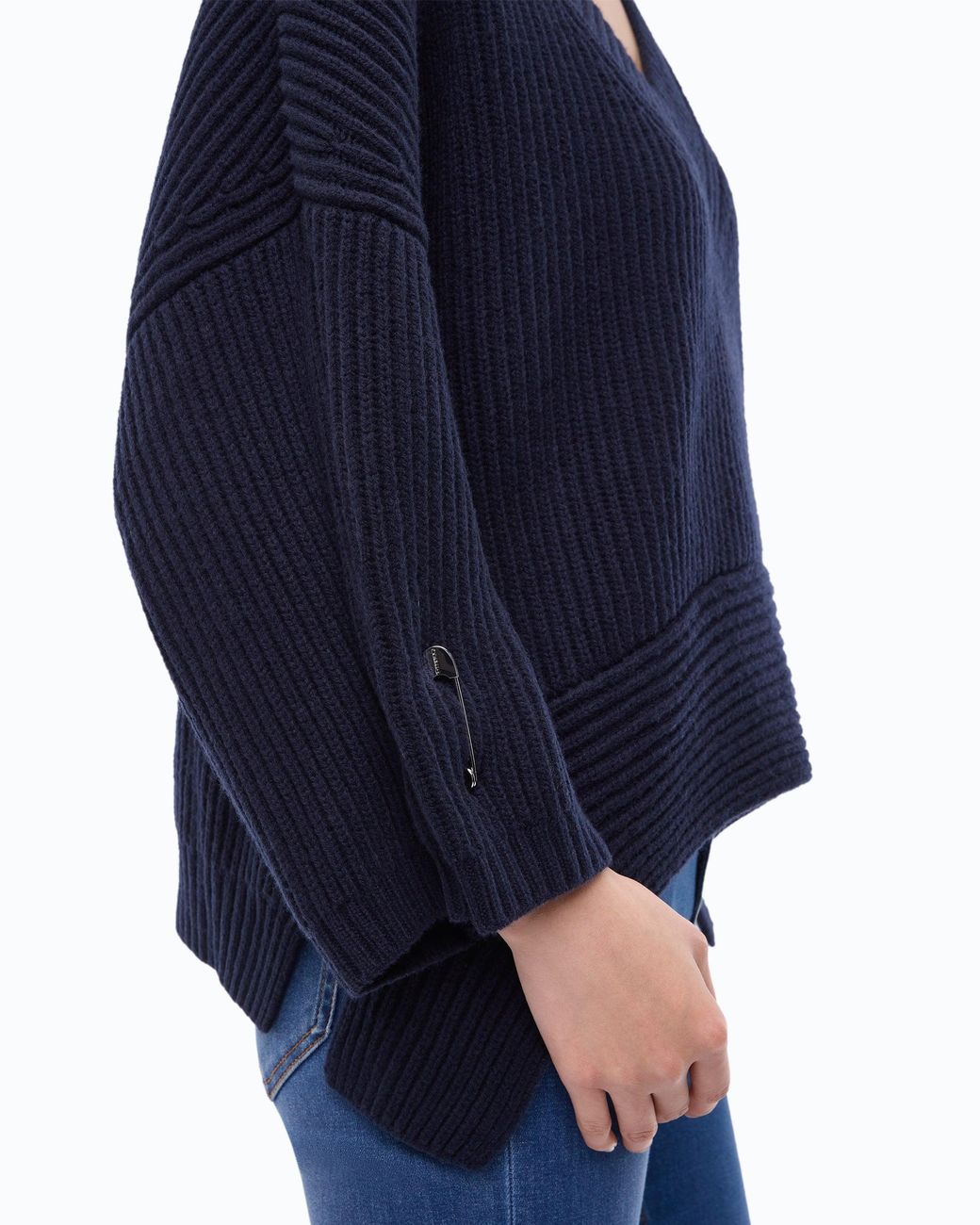 Pinko Blue Ribbed V-Neck Sweater