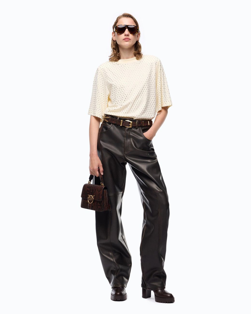 Pinko Brown Barrel-Fit Trousers