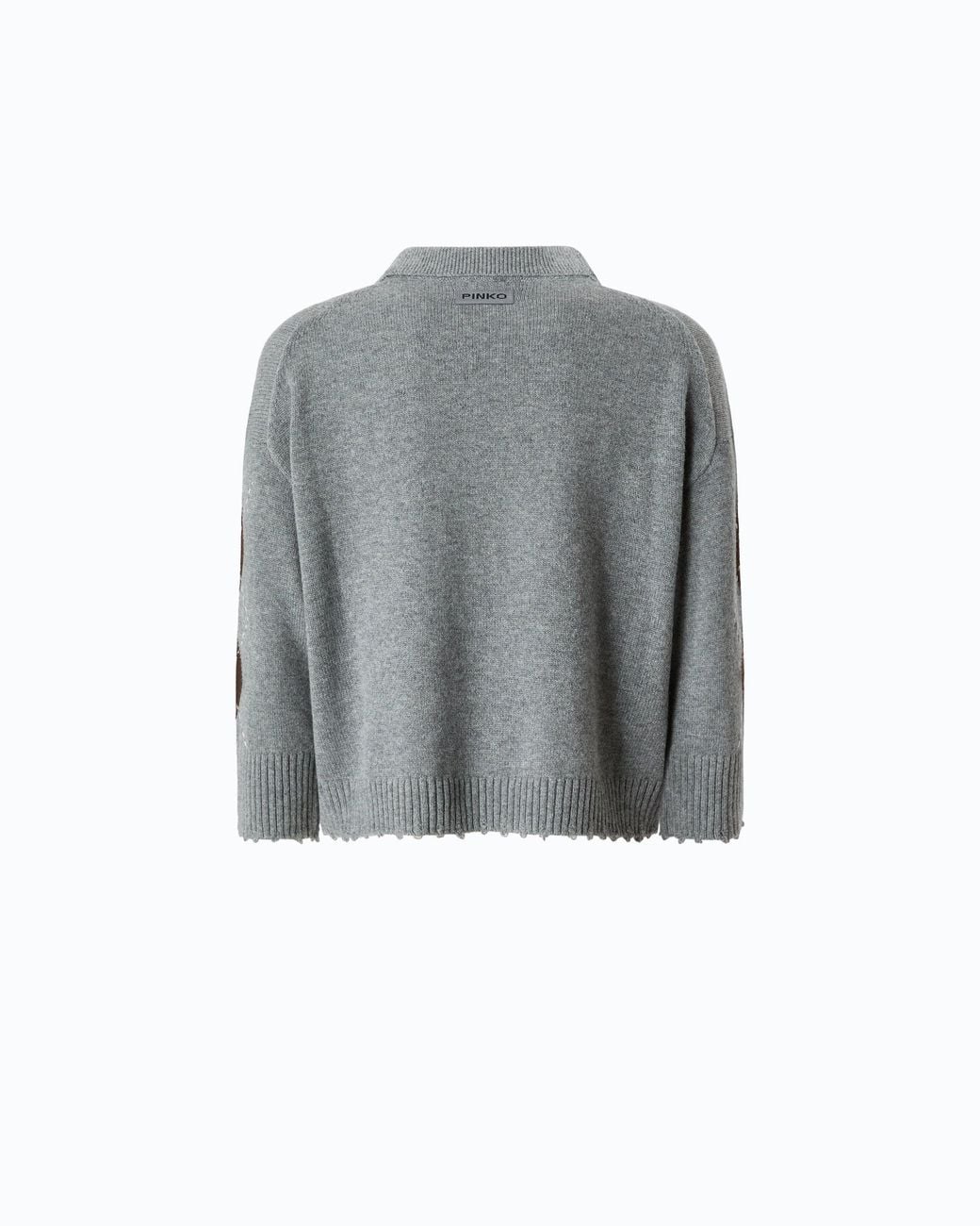 Pinko Red Wool And Cashmere Sweater With Diamond Motif
