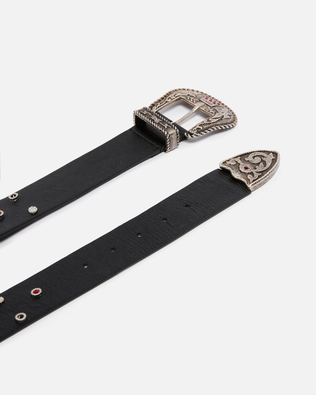 Pinko White Leather Belt With Studs, 4 Cm