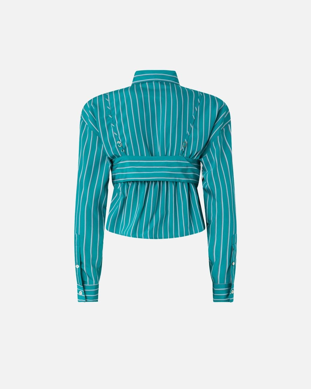 Pinko Blue Striped Cropped Shirt With Bow