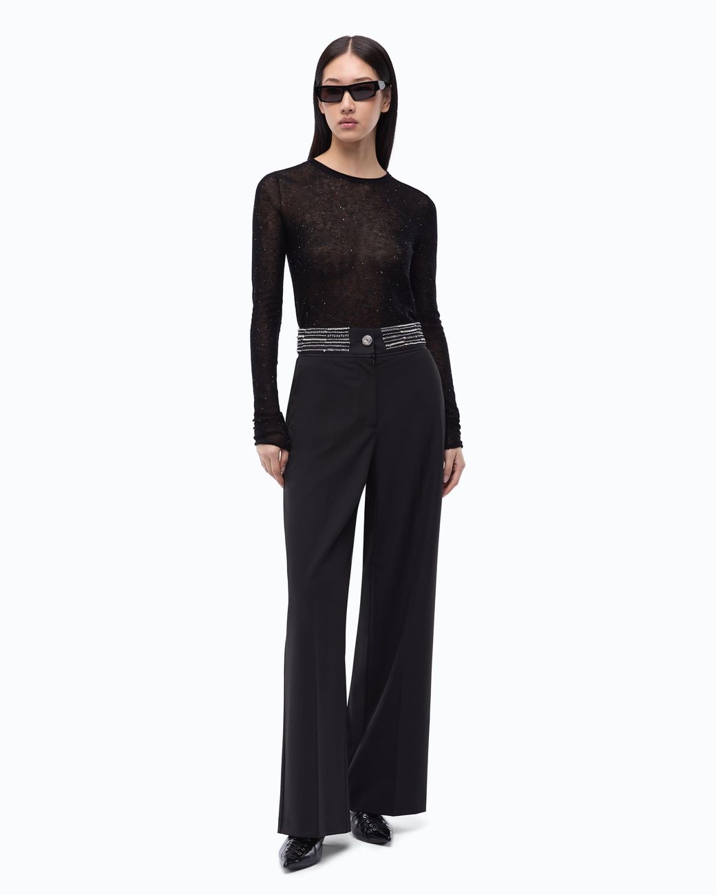 Pinko Black Crew-Neck Sweater With Sequins