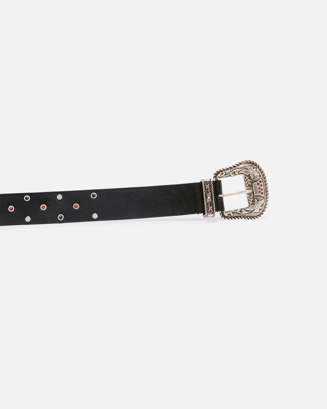 Pinko White Leather Belt With Studs, 4 Cm