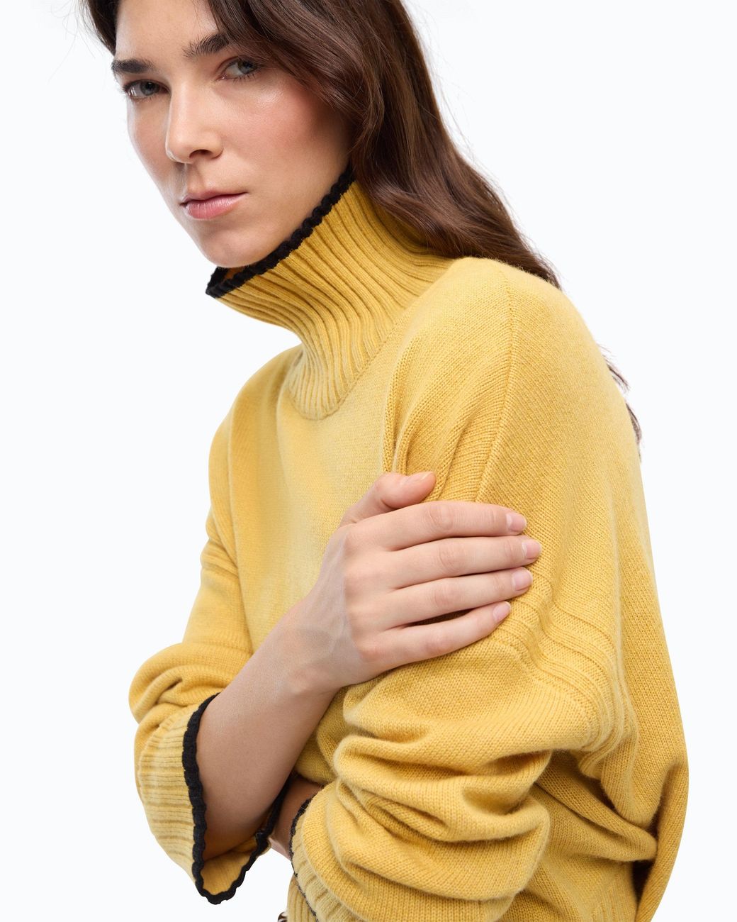 Pinko Yellow Wool And Cashmere Turtleneck Sweater