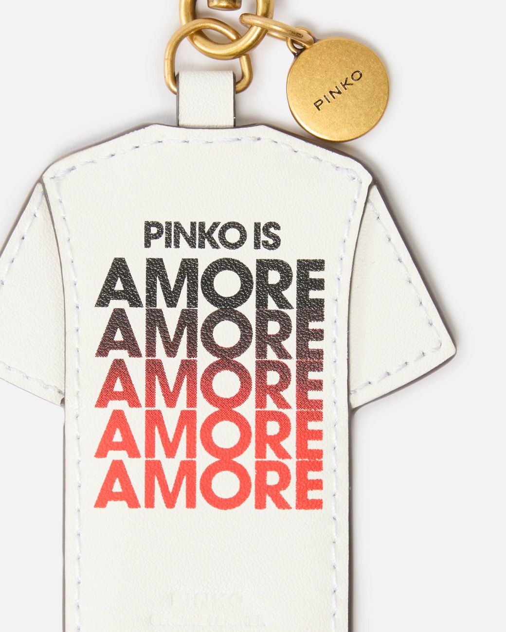 Pinko White Is Amore T-Shirt Charm Keyring