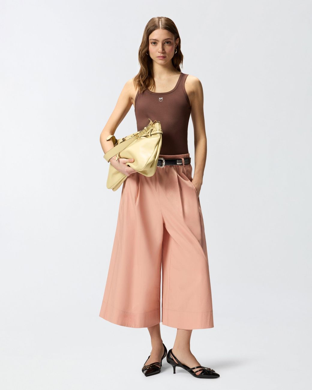 Pinko White Long Shorts With Love Birds Buckle