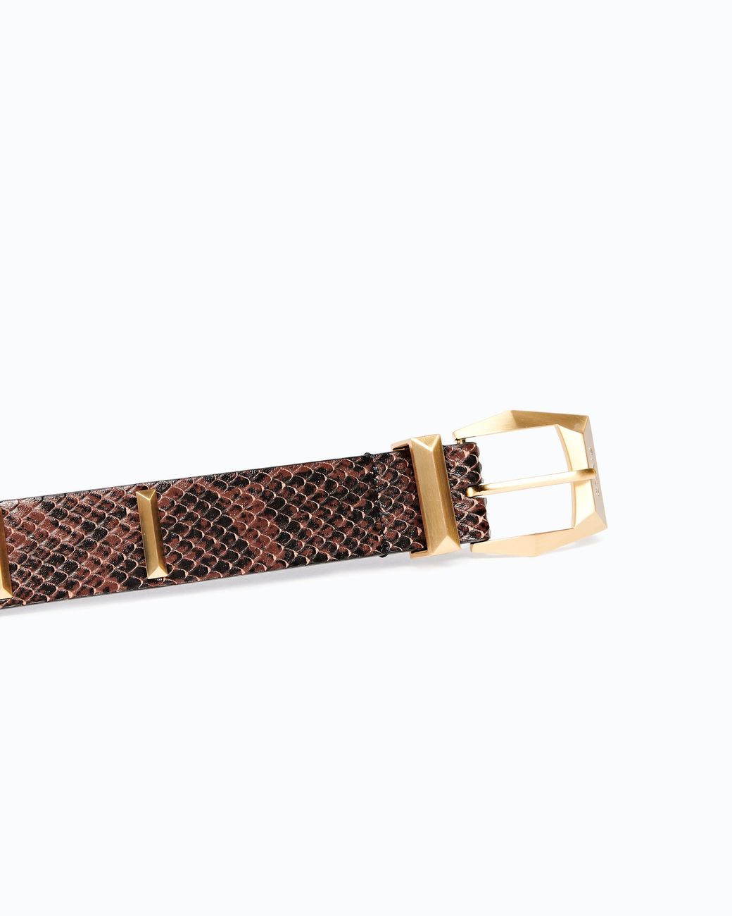 Pinko White Python-Print Leather Belt With Studs, 3 Cm