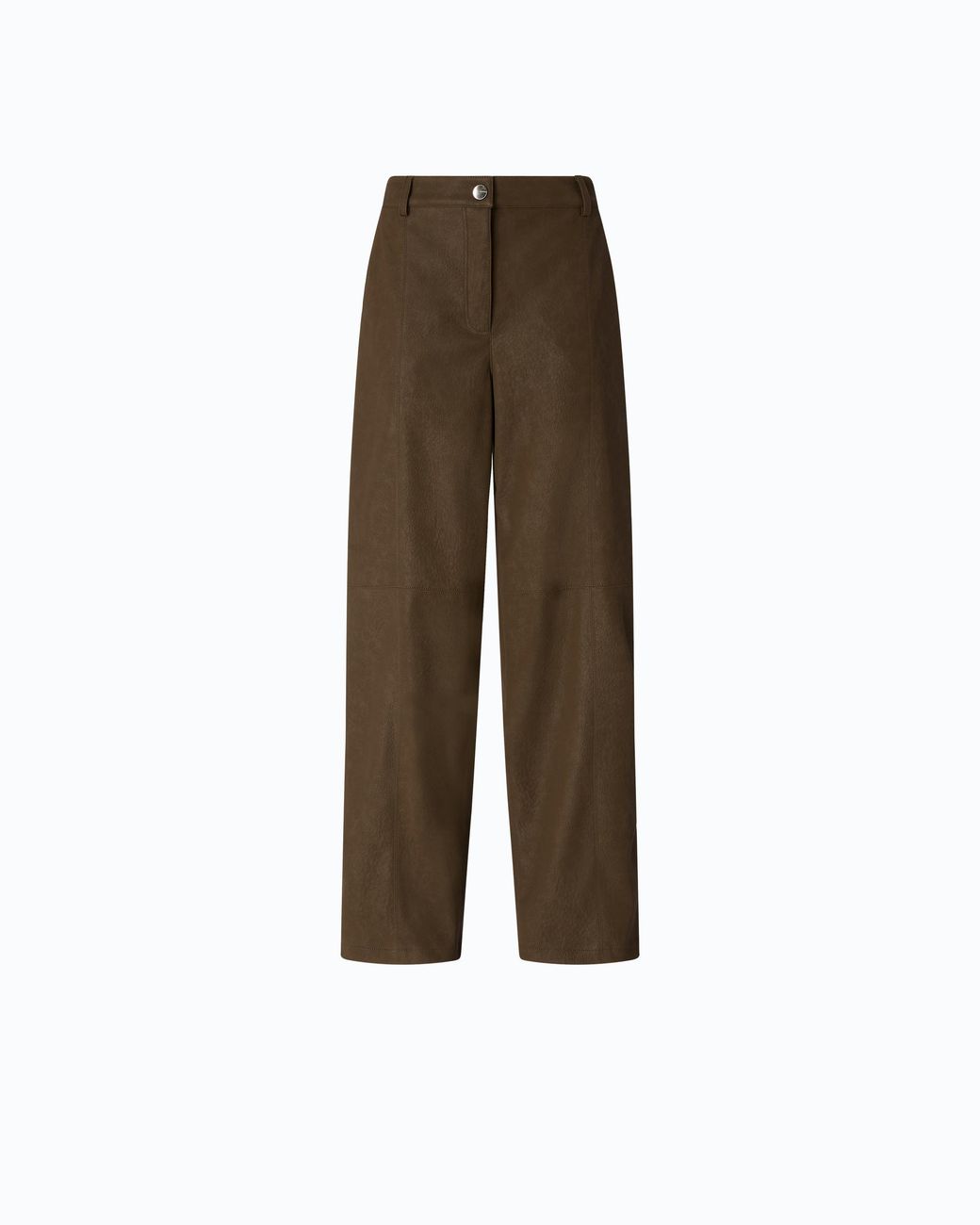 Pinko Natural Straight-Fit Nubuck Leather-Effect Trousers