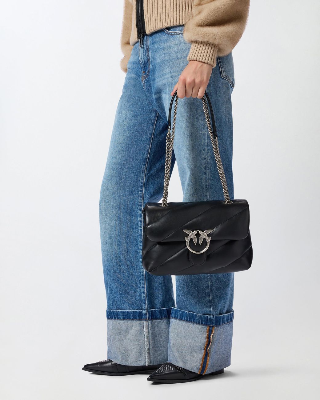 Pinko Black Classic Love Bag Puff Maxi Quilt