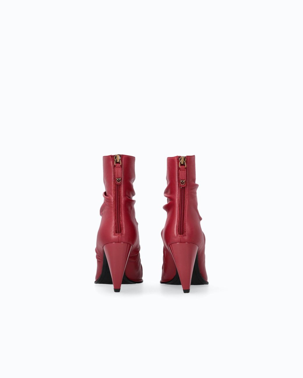 Pinko Nappa Leather Ankle Boots With Gathered Leg Shaft