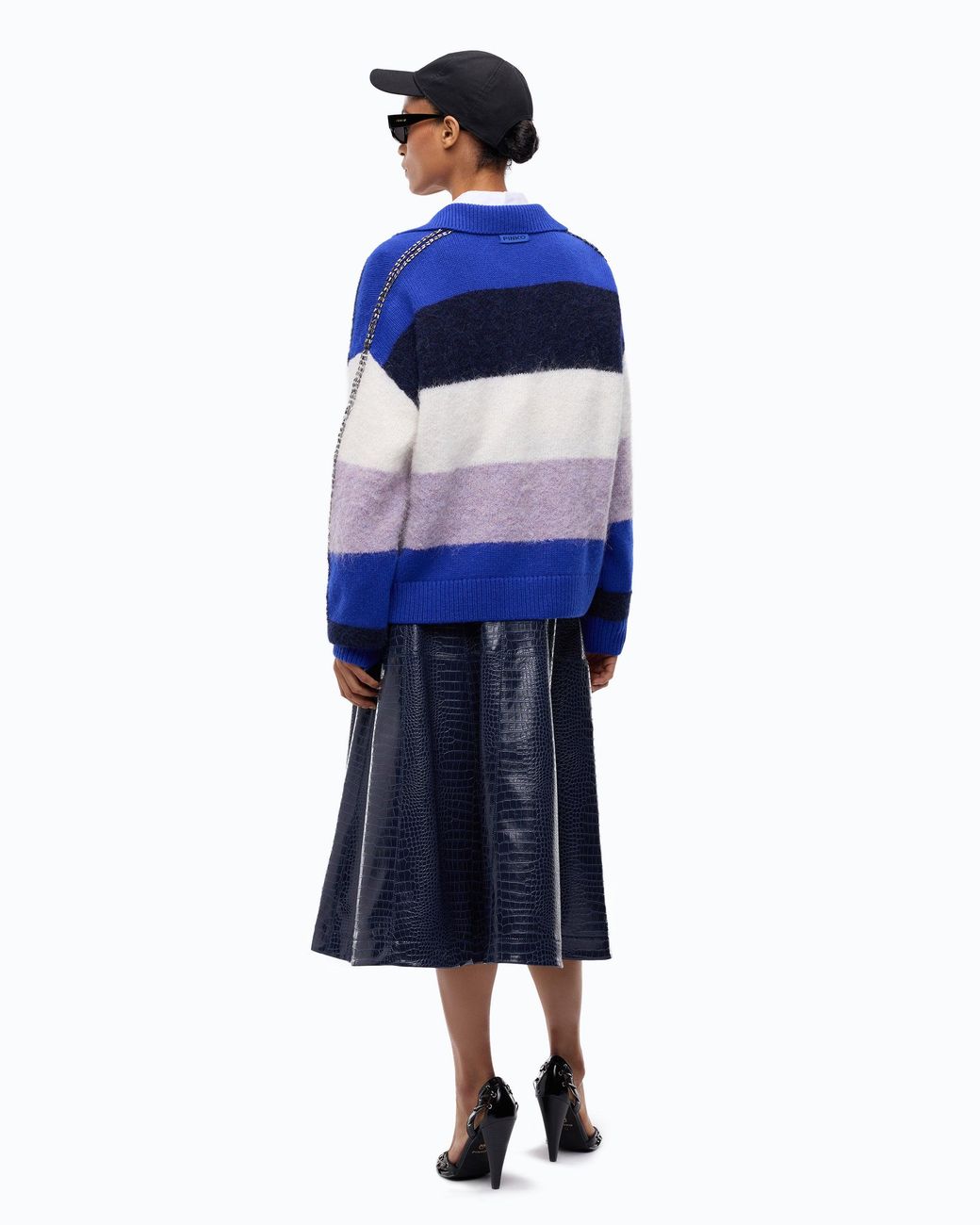 Pinko Blue Striped Alpaca-Blend Sweater