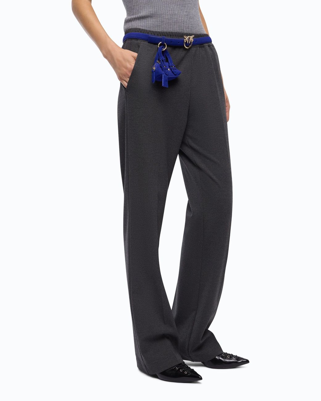 Pinko Blue Straight-Leg Trousers With Elasticated Waist