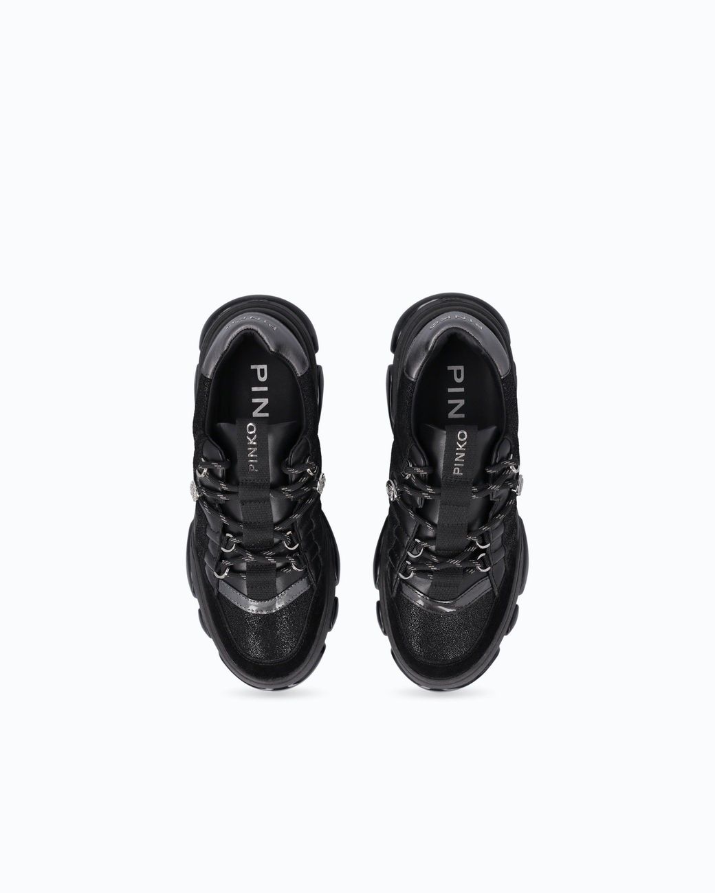 Pinko White Leather Sneakers With Trekking-Style Laces