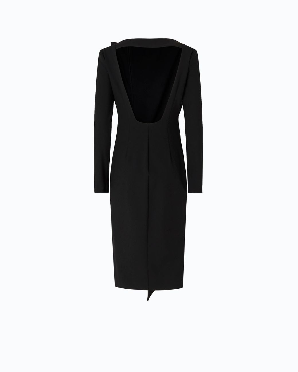 Pinko Black Midi Sheath Dress With Ruffle And Open Back