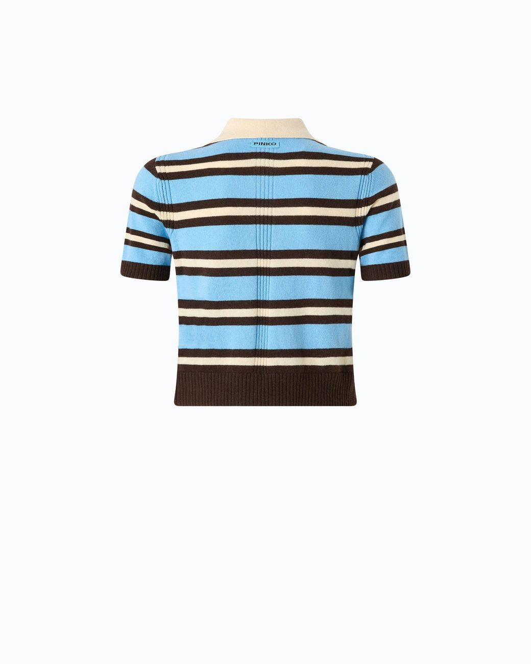 Pinko Blue Wool And Cashmere Cropped Polo Shirt