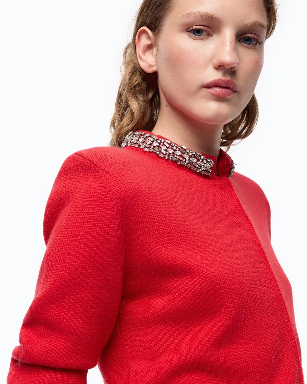 Pinko Red Cardigan With Jewel Collar