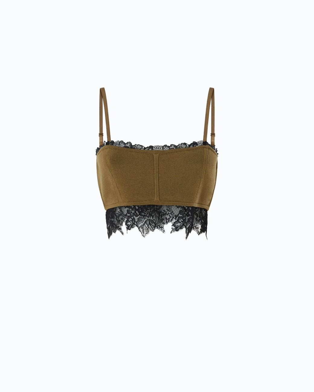 Pinko White Knit Top With Contrasting Lace Insert