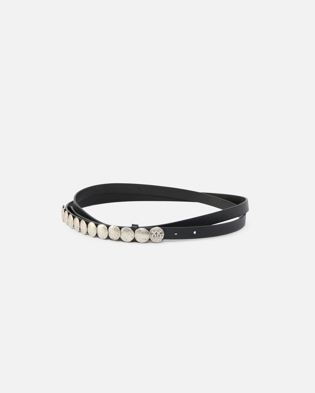 Pinko White Double-Wrap Leather Belt With Studs, 1.5 Cm