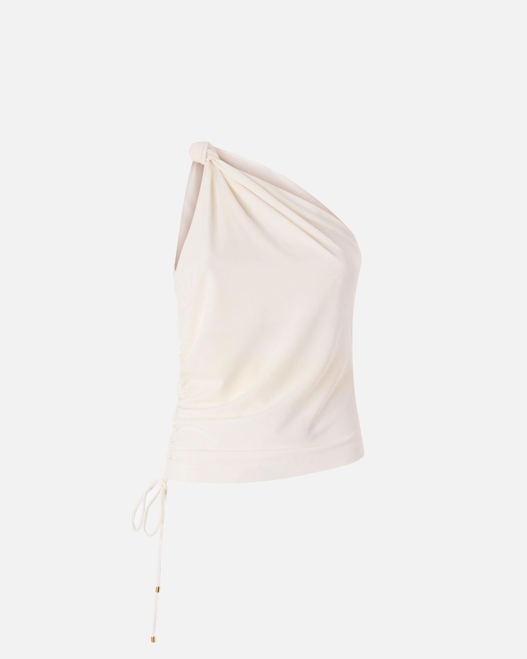 Pinko Natural One-Shoulder Top With Knot Detail