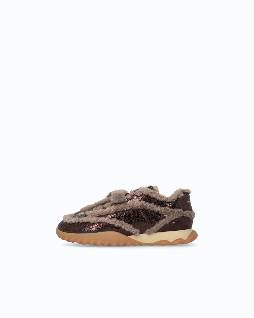 Pinko White Lather Sneakers With Faux Fur Details