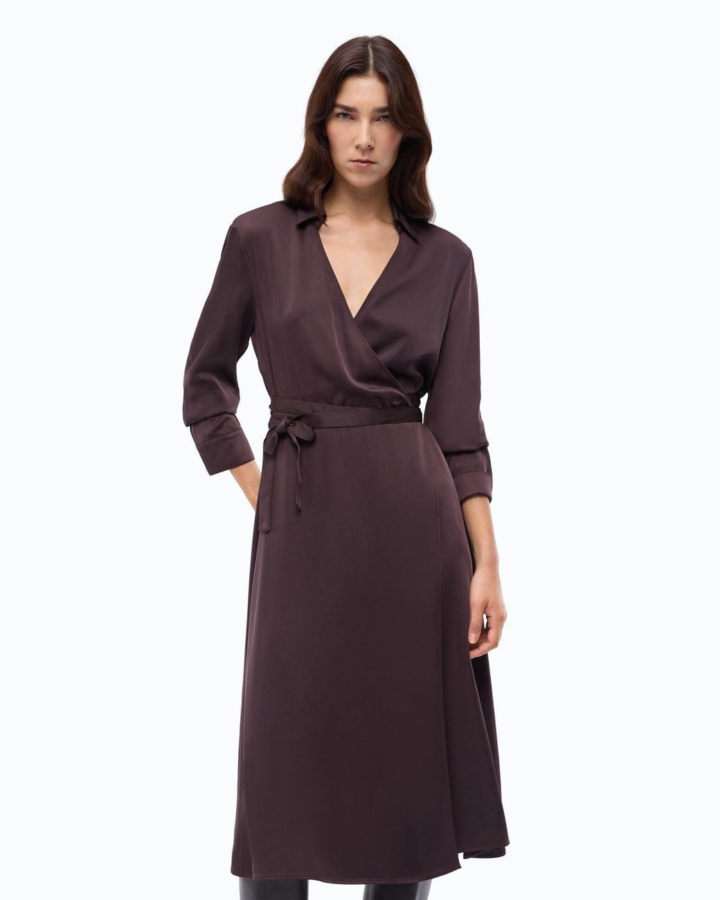 Pinko Purple Midi Wrap Dress With Belt