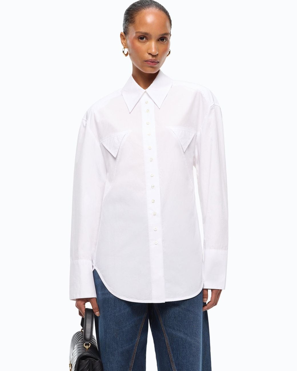 Pinko White Slim-Fit Shirt With Drawstring