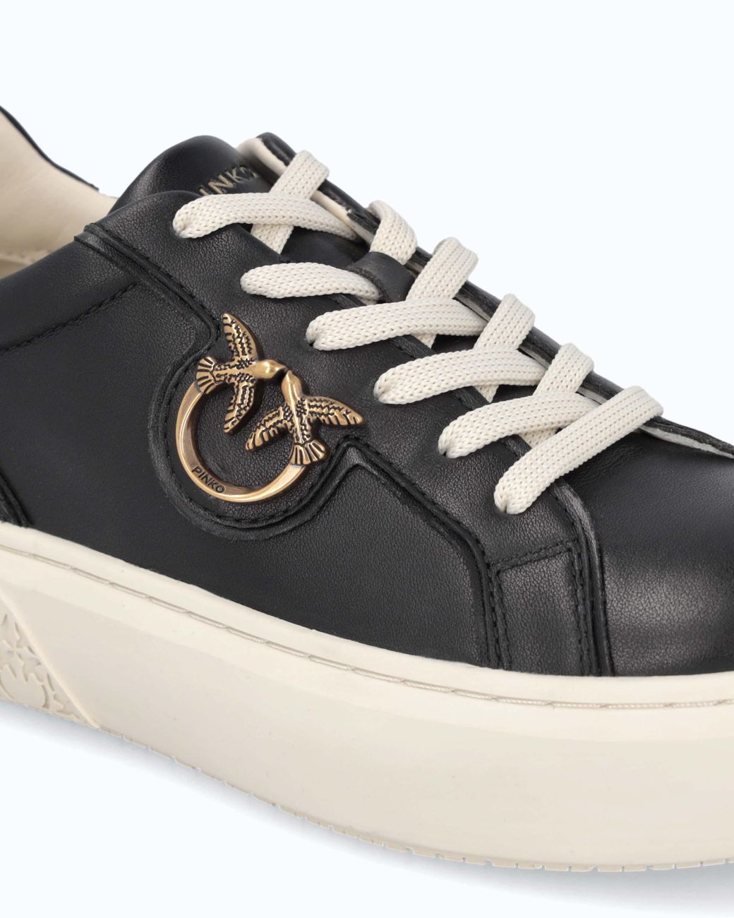 Pinko White High-Soled Flatform Sneakers With Metal Logo