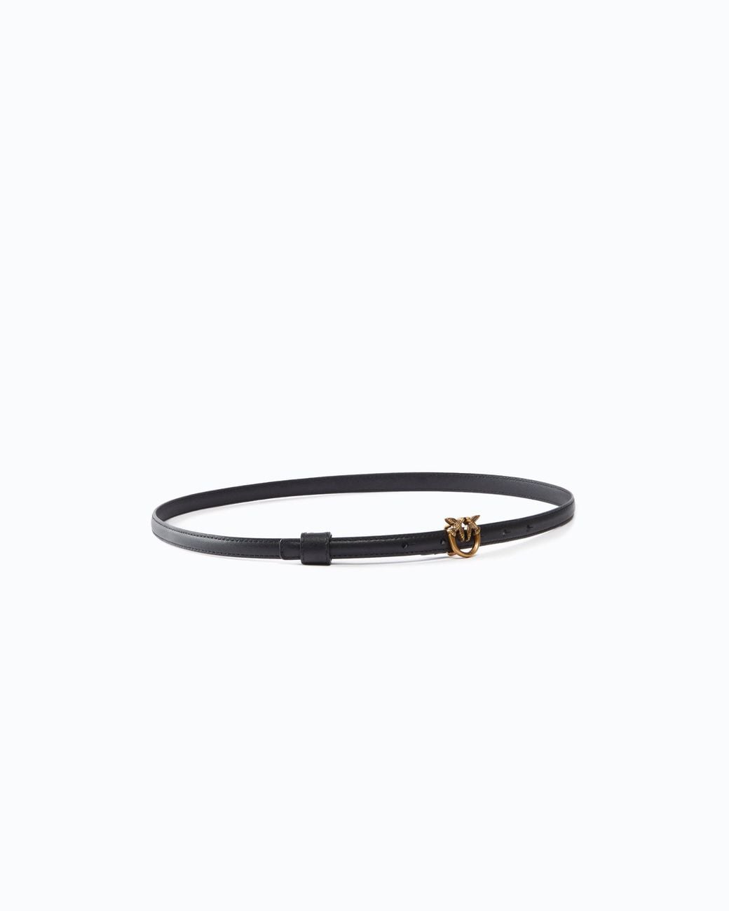 Pinko White Thin Belt With Love Birds Buckle, 1Cm