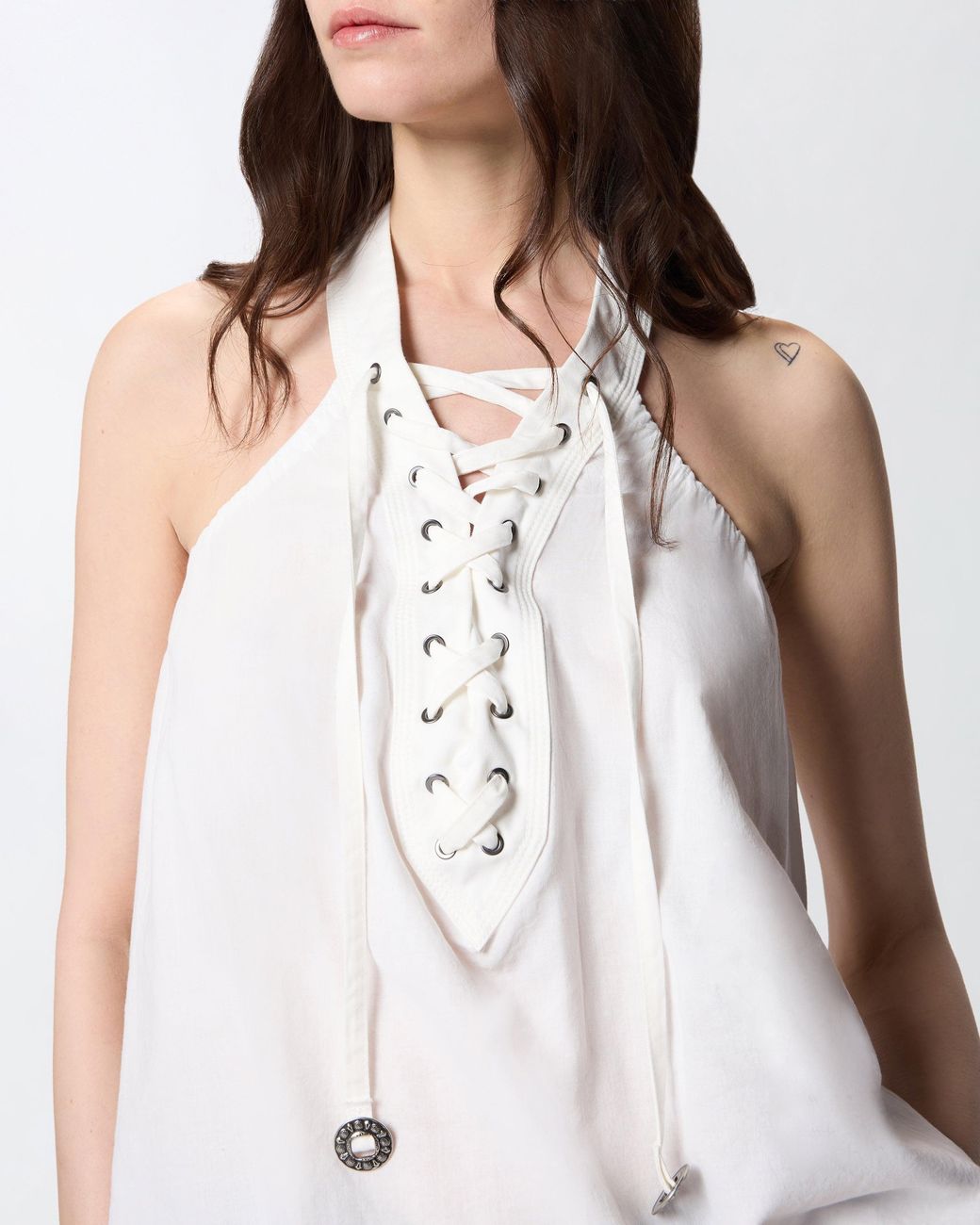 Pinko White Lightweight Top With Laces And Texan Details