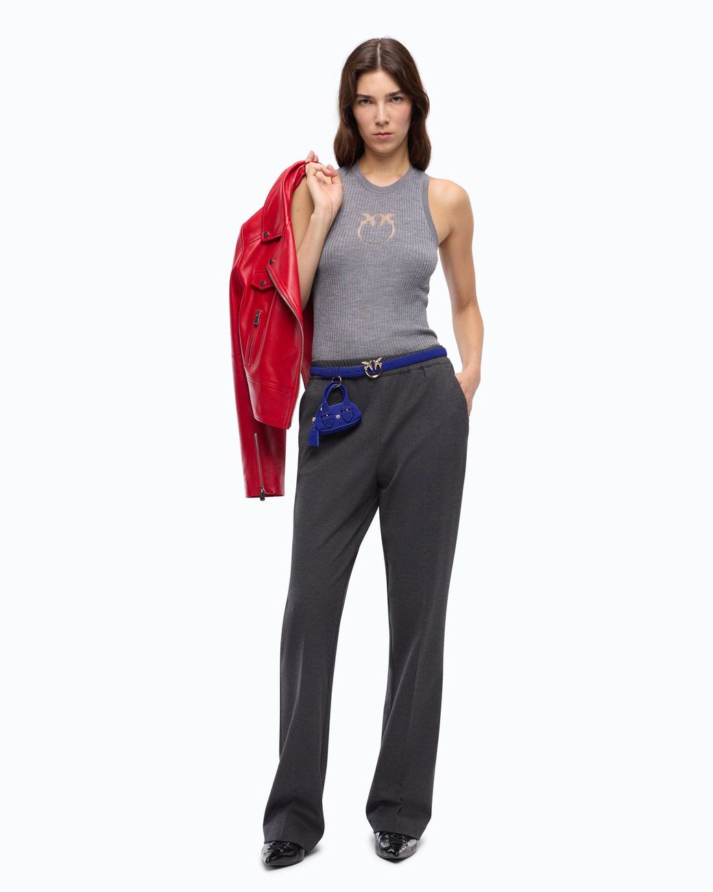Pinko Blue Straight-Leg Trousers With Elasticated Waist