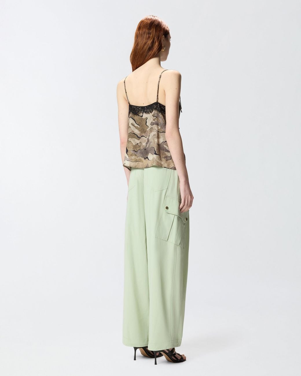 Pinko White Camouflage Top With Lace