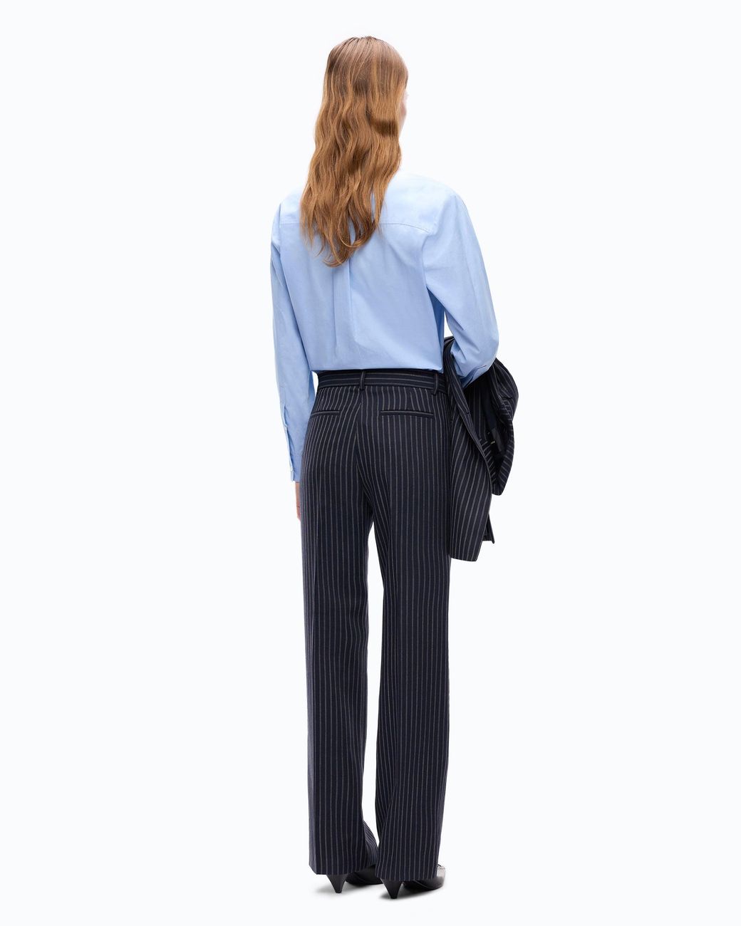 Pinko Blue Pinstriped Wool-Blend Trousers