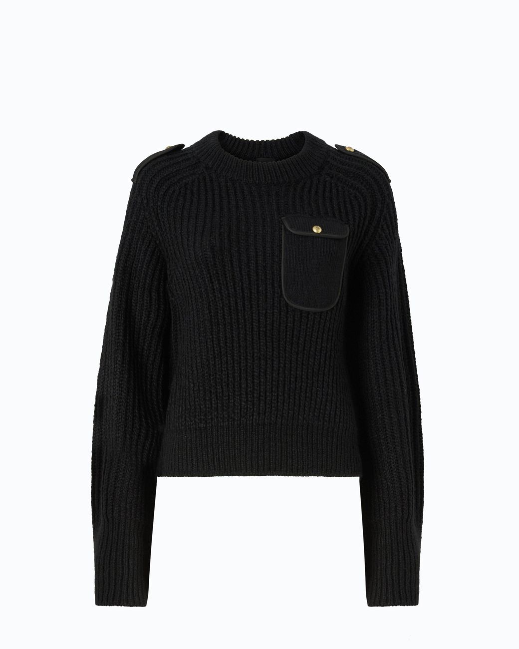 Pinko Black Ribbed Sweater With Small Pocket