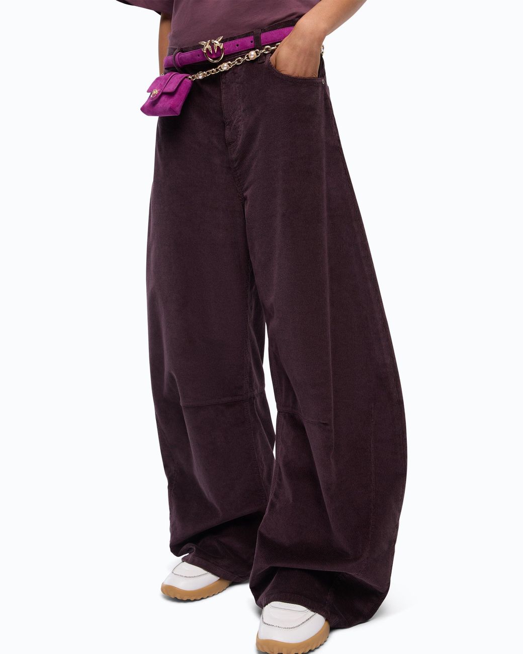 Pinko Blue Barrel-Fit Corduroy Trousers