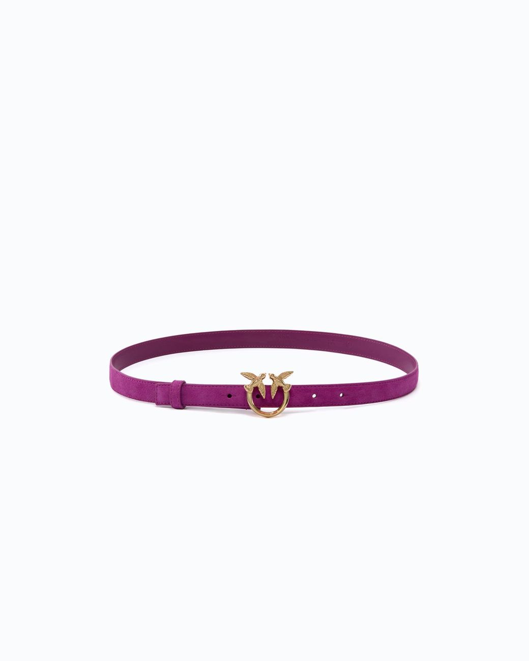 Pinko Purple Suede Belt With Love Birds Buckle, 2 Cm