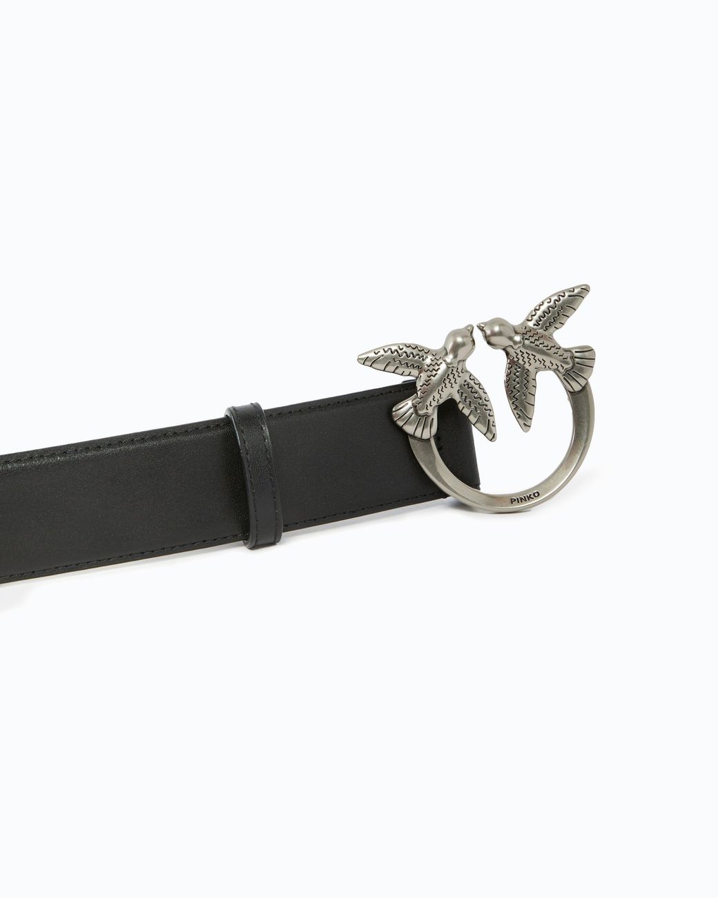 Pinko White Love Birds High Leather Belt 4Cm