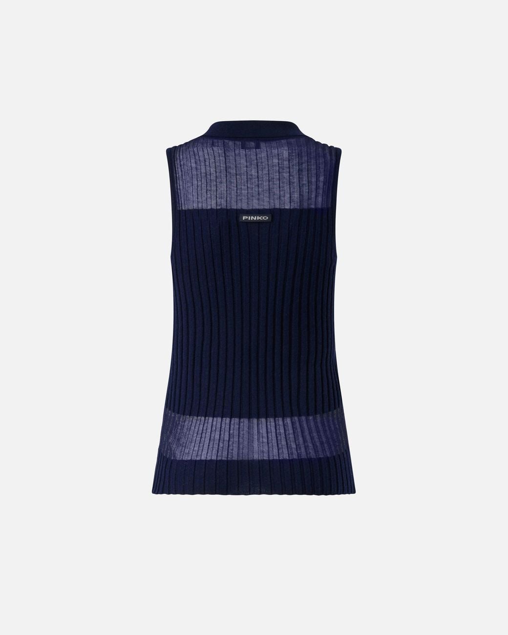 Pinko Blue Ribbed Polo Vest Top