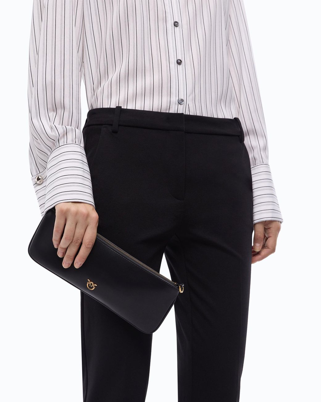 Pinko White New Horizontal Flat Leather Handbag
