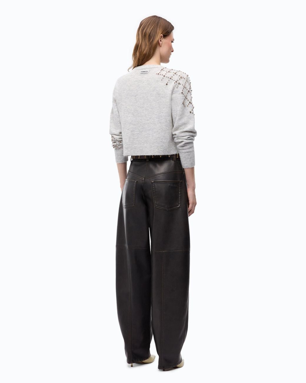 Pinko White Wool- And Alpaca-Blend Sweater With Jewel Motif