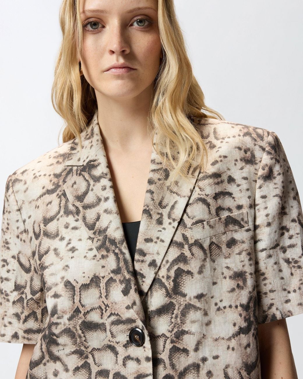 Pinko White Short-Sleeved Jacket With Snake Print