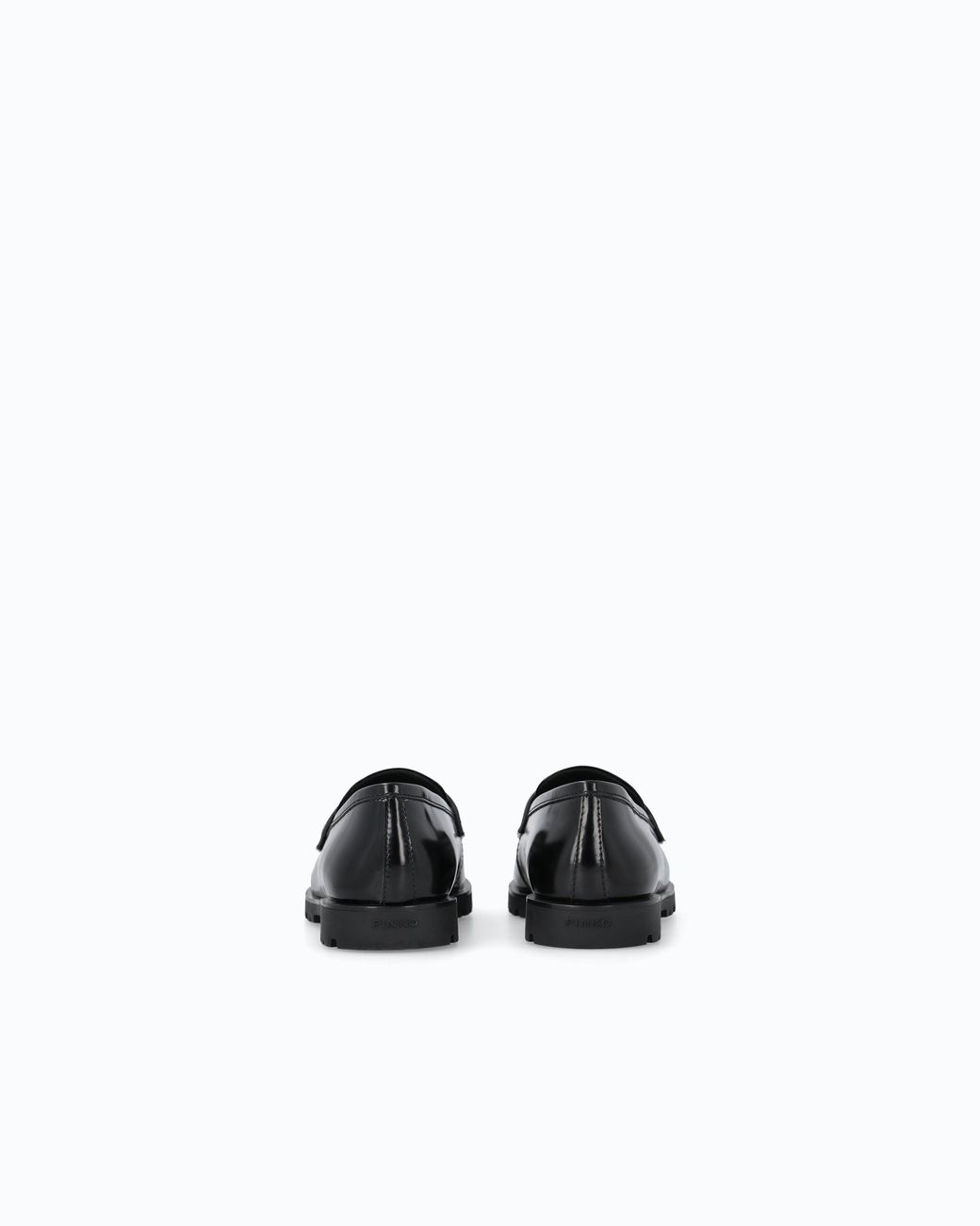 Pinko White Leather Loafers With Logo And Lug Sole
