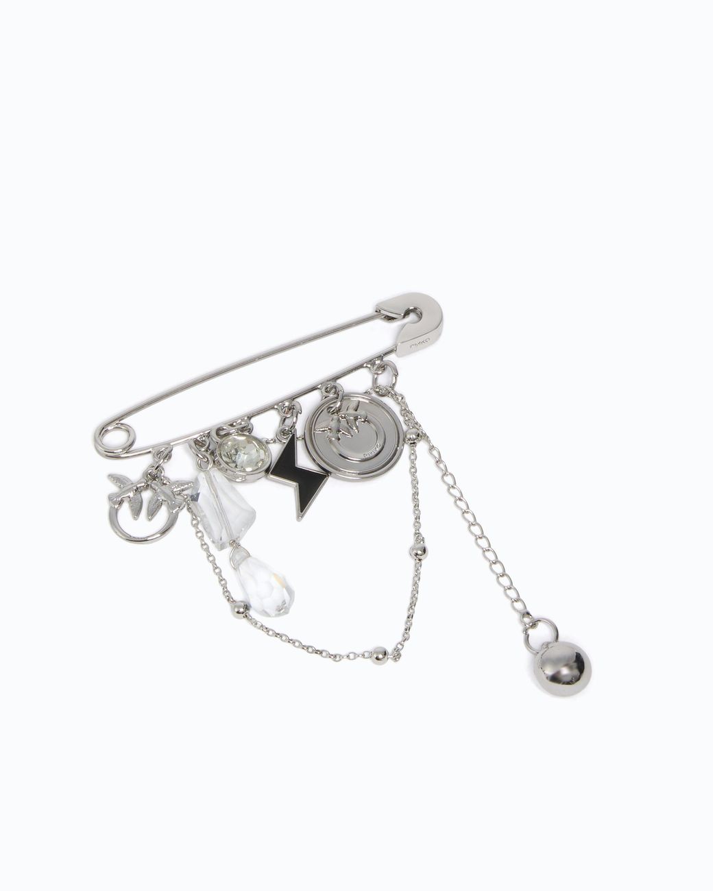 Pinko White Jewel Brooch With Chains And Charms