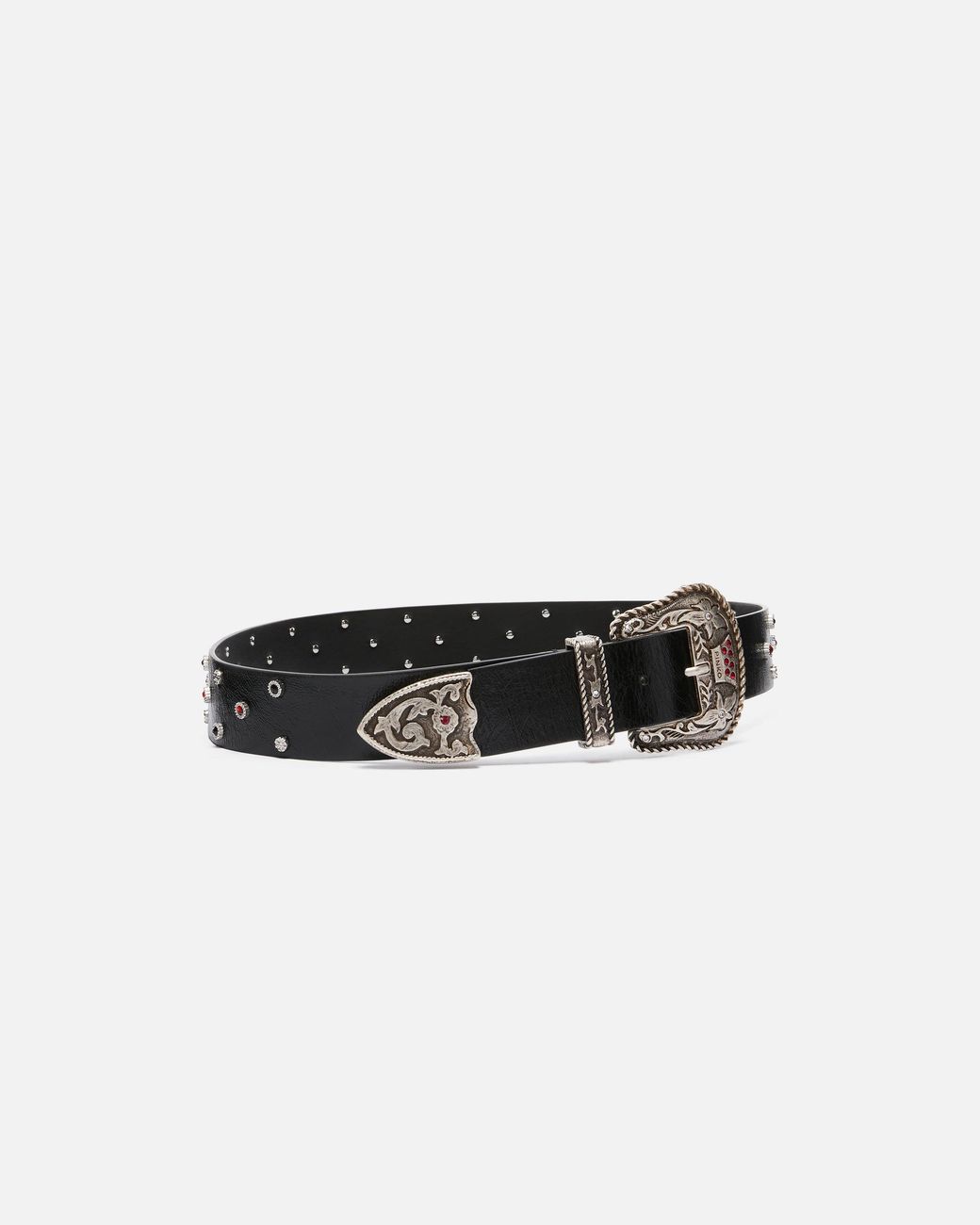 Pinko White Leather Belt With Studs, 4 Cm