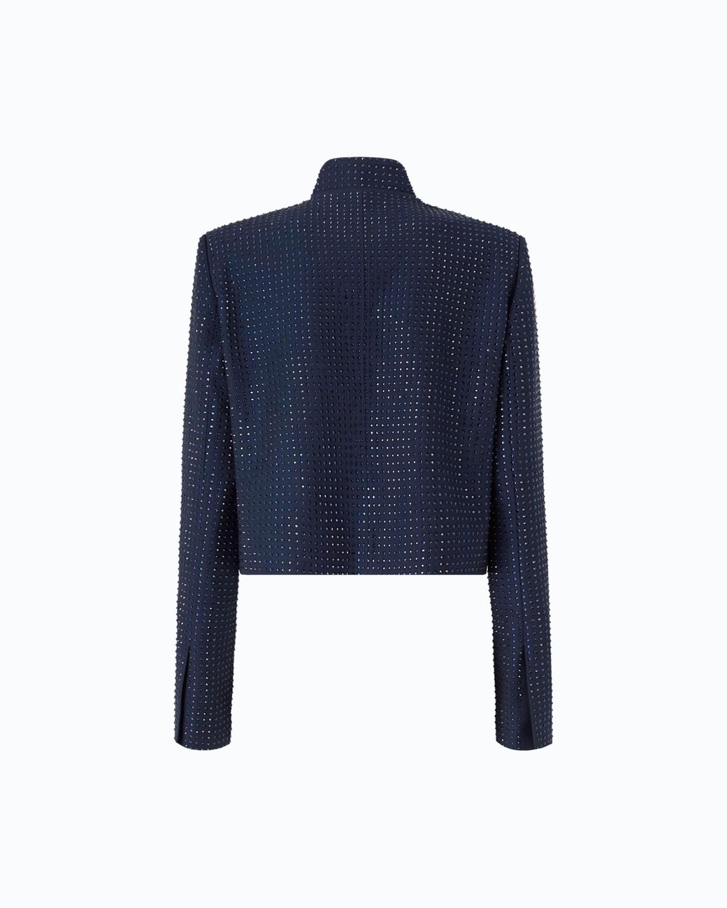 Pinko Blue Cropped Jacket With Rhinestones