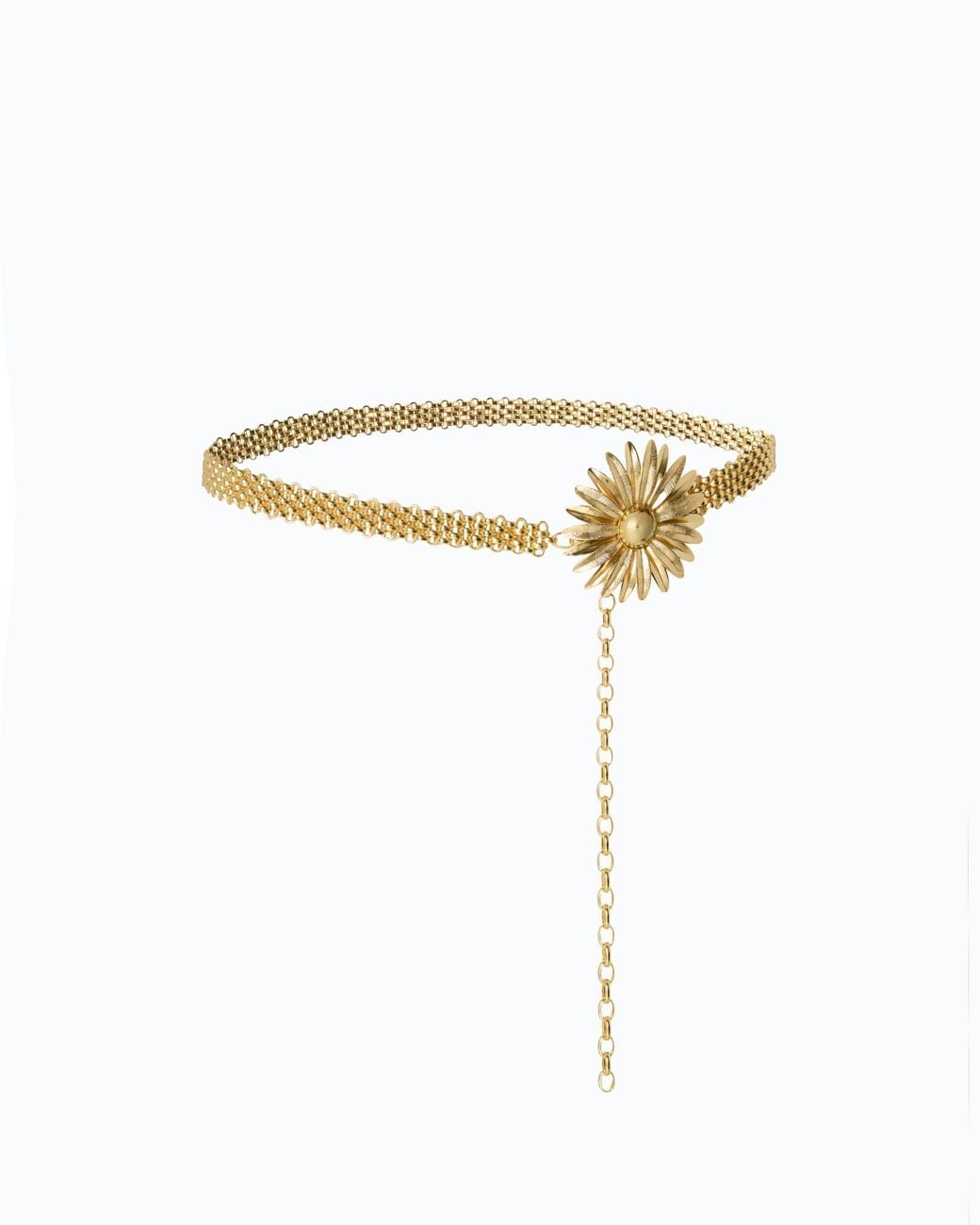 Pinko White Chain Belt With Flower, 1.5 Cm