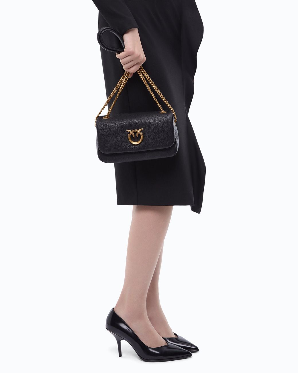 Pinko Black Mini Love Bag Click Soft Horizontal Crossbody Bag