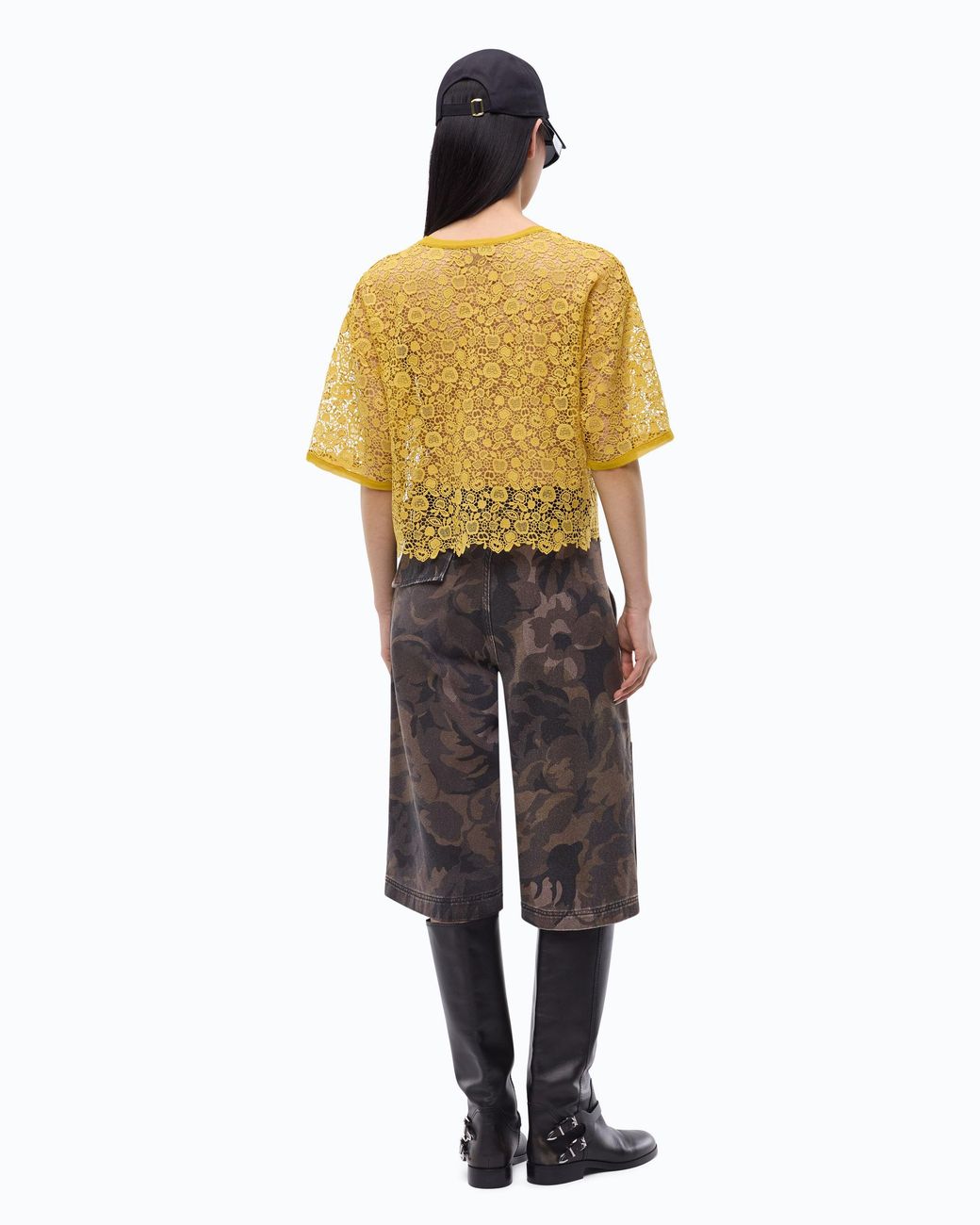 Pinko Yellow Macramé Top With Apple Motif
